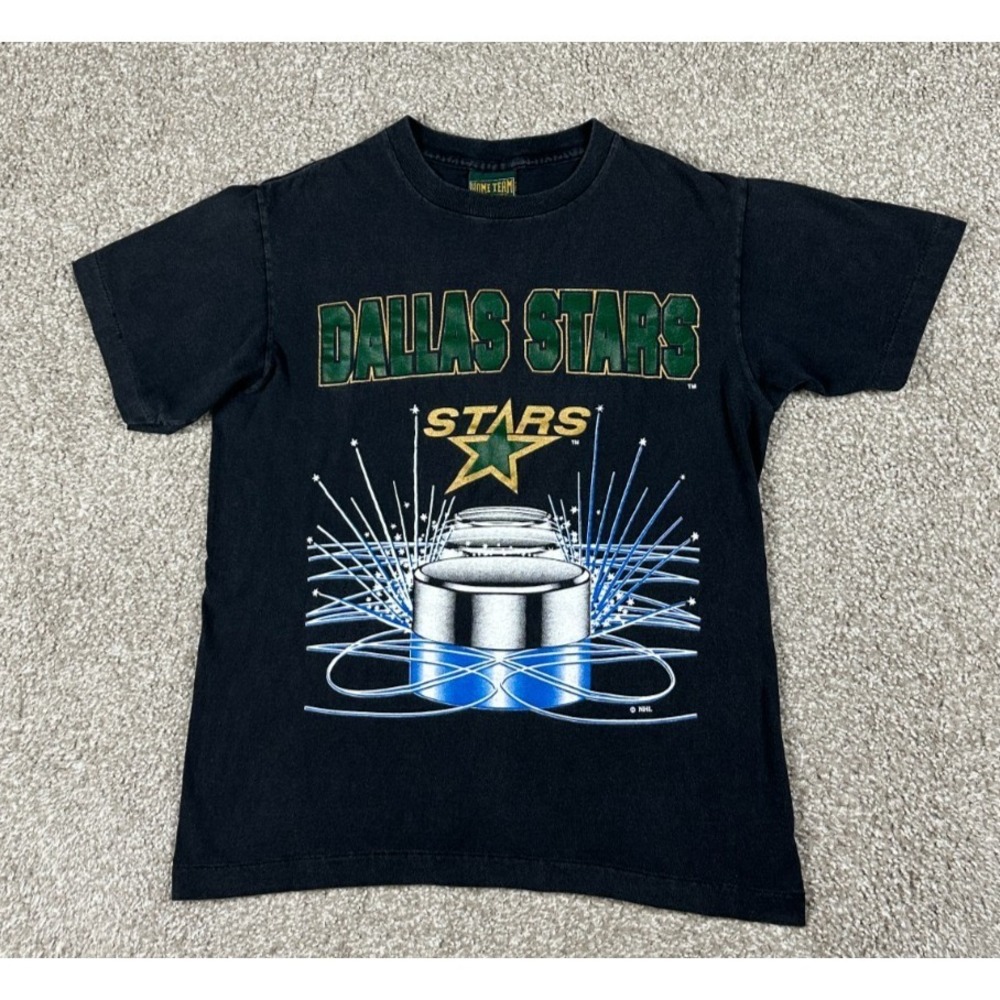 Vintage Dallas Stars Shirt Adult Medium Black Short Sleeve NHL Hockey 90s Mens
